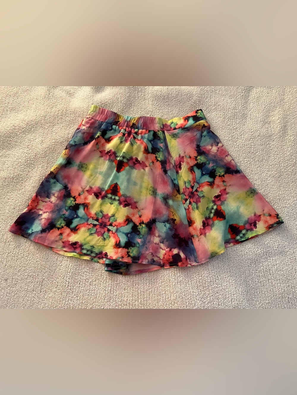 Women's Tie-Dye Floral Skater Skirt - Multicolor
